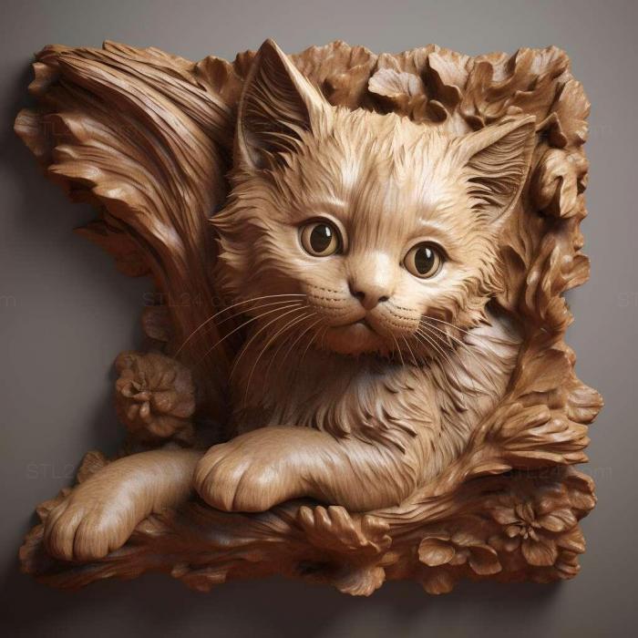 Nature and animals (kitten 3, NATURE_2371) 3D models for cnc